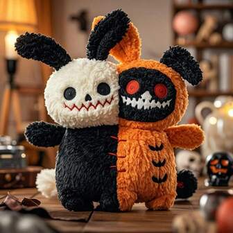 万圣节幽灵毛绒玩具 - 毛茸茸的可爱毛绒玩具，带有夜光眼睛，适合儿童和成人（不给糖就捣蛋礼物、派对装饰、可爱恐怖收藏品）