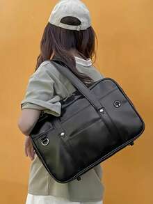 Solid Color Large Capacity Shoulder Bag, All-Match Preppy School Handbag,Lightweight Tote Bag - Multicolor - View 4