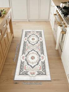 Tapete bege de 1 peça, estilo retrô europeu, lavável, antiderrapante, de lã sintética, 1160g/m², para sala de estar, quarto, cozinha, escritório, entrada