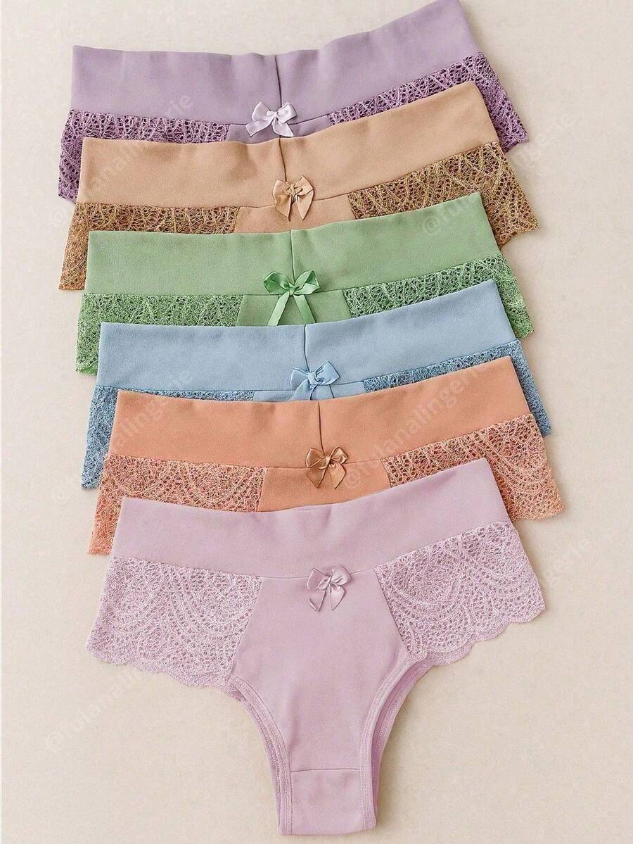 Kit Of 5 High-Rise Panties With Sexy Lace For Everyday Comfort - Flor - Nhiều màu - Xem 1