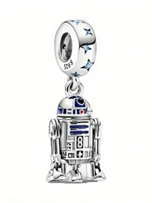 Encanto de bola redonda de robot de plata esterlina 925 talla grande vendido. Abalorios amuleto adecuados para pulseras hechas a mano, regalo de joyería de moda para mujeres para fiesta de cumpleaños