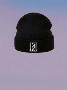 1 件儿童 26 个字母针织帽，温暖，可爱，帽子，日常时尚，返校礼物 - 黑色 - 查看 36