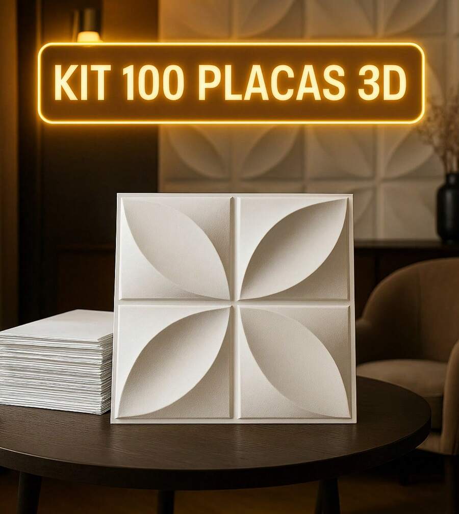 Kit 100 3D Wall Covering Panels 25x25 Cm - 花瓣 - 查看 1