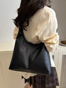 时尚超大号女士手提单肩包，优质设计女士手提包 - 黑色 - 查看 8