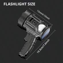 明亮的 1 件 LED 可充电聚光灯 - 6 种模式、三色滤光片、USB 数据线 - 便携式，适合狩猎、露营、划船 - 黑色 - 查看 4