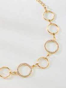 1pc Women's Gold Metal Waist Chain Dress Accessory, Large Gold Circle Linked Waist Chain, Body Jewelry