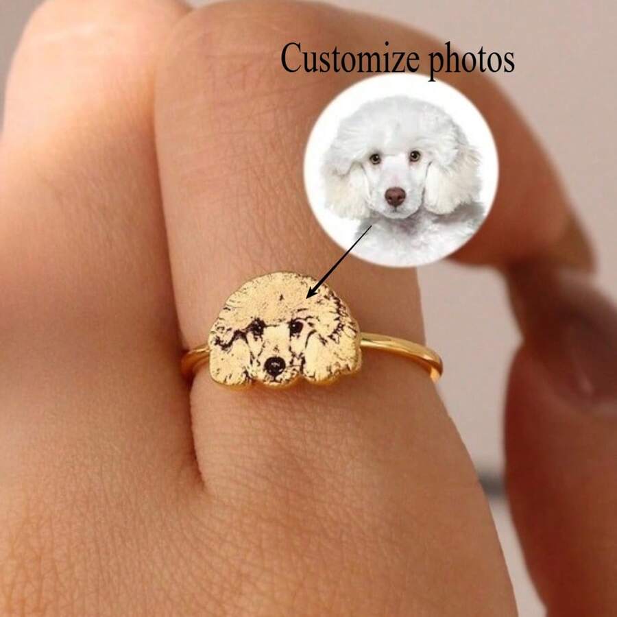 Customized Pet Portrait Rings, Pet Photo Rings, Your Pet Rings, Carved Dog Or Cat Rings, Pet Commemorative Jewelry, Personalized Pet Lover Gifts