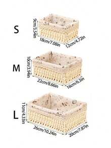 Bộ 3 giỏ (S+M+L) có nắp và không nắp, 1 giỏ đan kiểu Bohemian để bàn, thích hợp đựng chìa khóa và các vật dụng nhỏ, bộ giỏ đựng đồ để bàn cà phê, có thể đựng mỹ phẩm, chìa khóa, đồ ăn nhẹ, phòng khách, tiền sảnh, nhà cửa, hộp đan, giỏ đựng đồ trang trí, hộp đựng quà tặng trang trí ngày lễ, giỏ đựng đồ tái sử dụng, thích hợp đựng văn phòng phẩm, tủ quần áo, đồ chơi, mỹ phẩm, giỏ đựng đồ để bàn, giỏ quà tặng lý tưởng. - Màu be - Xem 4