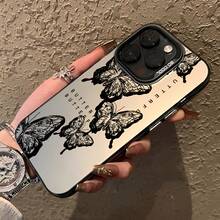 Pencil Drawing Black Butterfly Phone Case Suitable For Compatible With Iphone17,16, 15, 14, 13, 12, 11, PRO MAX, As Well As X, XS,ES4/16e PLUS,Galaxy S24 S23 S22 Ultra/FE - 彩色 - 查看 4
