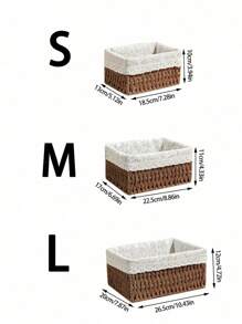 3pcs (S+M+L) Set, 1pc Bohemian Woven Desktop Storage Basket With And Without Lid, Suitable For Keys, Small Items, Coffee Table, Makeup, Keys, Snacks, Living Room, Entryway, Home, Decorative Storage Basket, Holiday Decor Gift, Reusable Storage Rack Basket For Stationery, Closet, Toys, Cosmetics, Desktop Organizer, Ideal Gift Basket - Brown - View 5