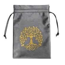 1pc Tarot Card Storage Bag, Gray Velvet Drawstring Pouch, Trinket Jewelry Organizer Bag - Multicolor - View 8