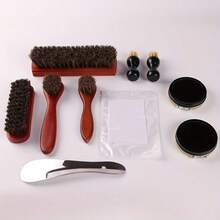 12Pcs Shoe Care Bag, Including Two Horsehair Shoe Brushes, Two Long-Handled Round Brushes, Two Mini Shoe Brushes, Two Colorless Shoe Polish And Two Polishing Cloths, A Medium-Sized Shoe Pull, And A Storage Bag.