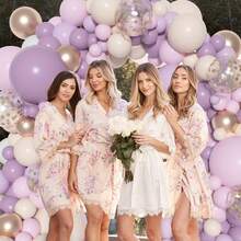 108件套暮光紫气球拱门套装，包含18英寸、12英寸、10英寸、5英寸的紫色、粉色、玫瑰金、金属色和五彩纸屑气球，适用于新娘送礼会、婴儿送礼会、婚礼、男孩/女孩生日派对装饰。 - 紫色 - 查看 4