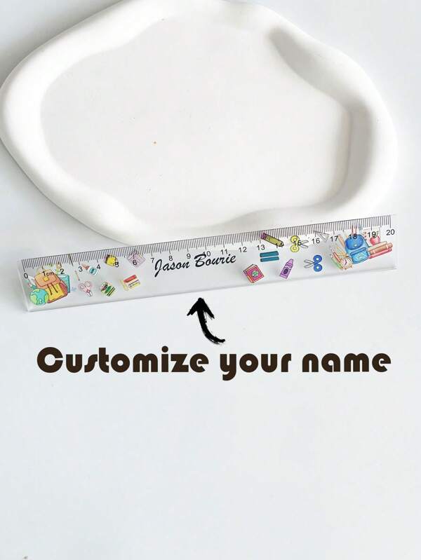 1pc Personalized Cartoon Transparent Acrylic 7.87 Inch Ruler With Centimeter Scale, Durable And Easy To Read Measuring Stationery Suitable For School And Office