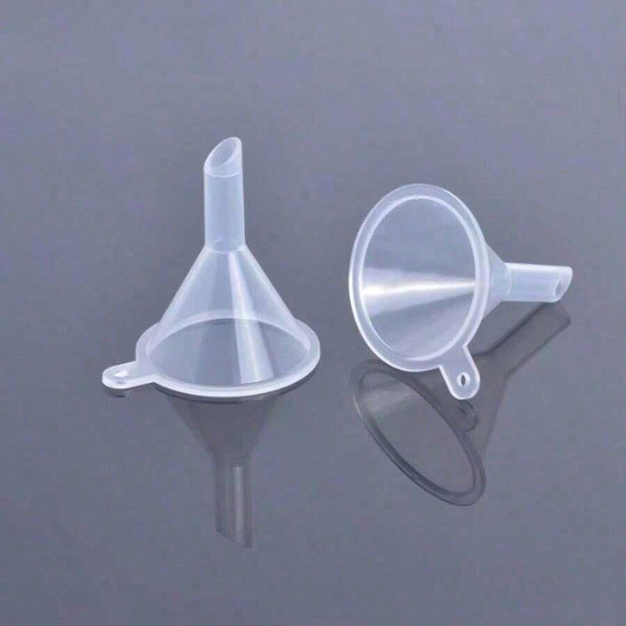 5pcs Five Mini Plastic Funnels, Packing Tools, Liquid Oil Essence, Perfume, Small Transparent Distribution,Kitchen Essentials Funnel Set, Multi-Size For Oil, Wine, And Kitchen Organization, Splatter Proof, Easy Storage For Kitchen Organization