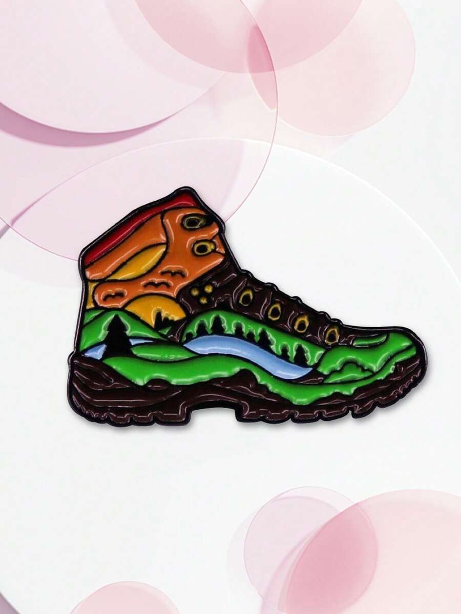 1 件装登山靴胸针户外森林探险徽章登山胸针珐琅别针 - 彩色 - 查看 1