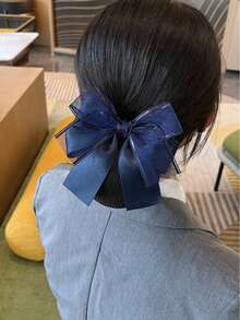 1pc Hair Net With Bowknot For Women, Ideal For Nurse, Air Hostess, Bank Staff Valentine's Day Valentines Hair Clips Hair Claws Hair Slide Hair Barrettes, School Stuff, Elegant, College, Bows, Cute, Hair Accessories, Head Accessories, Hairpin,Summer,Holiday,Travel - 1 Item - View 4