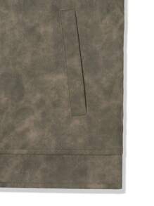 Men Casual Distressed Jacket, Stand Collar Zipper, Suitable For Daily Wear & Commuting, Fall