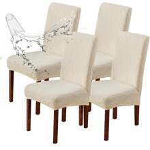 1/4/6pcs Leaf Pattern Waterproof (TPU) Jacquard Chair Covers - Elastic, Anti-Slip, Easy Installation - Suitable For Dining Room, Living Room, Kitchen, Bedroom, Hotel Furniture