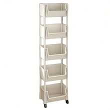 Multi-Layer Storage Rack Multi-Layer SPA Storage Cart - PABA, Non-Electric, Mobile Storage Rack With Wheels, 3/5 Layers, Suitable For Living Room, Bedroom Dormitory Book Storage Rack, Bedside Cart, Utility Cart, Book Cart, Roller Cart, Baby Stroller Storage Box, Kitchen Storage Box, Diaper Cart, Bathroom Storage Box - Trắng - 5 lớp - Xem 2