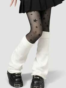 1双Y2K风格阔腿腿套，慵懒少女风，纯白色过膝腿套，柔软棉质，优雅舒适，休闲百搭，适合春夏穿着，日式花卉刺绣 - 彩色 - 查看 13