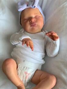 50 cm/20 Zoll weiches Reborn Baby Puppe schlafendes Mädchen Spielzeug mit 3D bemalter Haut und sichtbaren Adern, Stoffkörper Neugeborenes Baby Prinzessin Geschenk, bestes Geburtstags-/Weihnachtsgeschenk - Verschiedenfarbig - Übersicht 6
