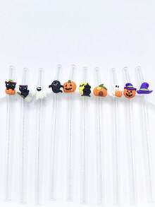 1-10 buc/set paie reutilizabile din sticlă cu elemente de Halloween: dovleci, pisici și pălării de vrăjitoare, ideale pentru băuturi înfricoșătoare și petreceri de Halloween, cum ar fi băuturi cu gheață, ceai de după-amiază, milkshake-uri, smoothie-uri, apă minerală carbogazoasă, ceai cu lapte, sucuri și alte băuturi reci. Petreceri pe plajă, picnicuri în aer liber, magazine de deserturi, snack baruri, articole pentru petreceri, reuniuni de familie, petreceri pentru copii, Crăciun, Halloween, Ziua Îndrăgostiților, fără plumb și festive, cadou perfect de sărbători.