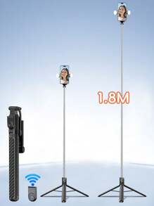 1.8m Wireless Bluetooth Selfie Stick Tripod With Adjustable LED Fill Light, Multi-Function Remote Control, 360° Rotatable Phone Holder, Suitable For Party Photography, Indoor Live Streaming - Multicolor - View 1