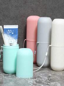 1、2、4个户外旅行牙刷杯，灰色-粉色-蓝色-白色家用旅行漱口杯，牙刷杯，化妆刷收纳盒，旅行洗脸盆杯，旅行牙刷牙膏收纳盒，适用于旅行、露营、商务旅行、浴室