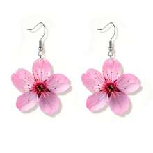 优雅的粉色樱花耳环 - 精致的 2D 亚克力吊坠耳环，樱花设计，女士时尚派对，日常佩戴配饰，防过敏，送给家人和朋友的完美礼物 - 彩色 - 查看 8