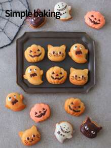 1 pieza Molde de silicona para pastel de Halloween, una herramienta para hacer gominolas, gelatina y chocolate con modelos de calabaza, fantasma y gato, decoraciones de repostería DIY y utensilios de cocina para fiestas festivas, herramientas para hacer postres, decoraciones de Halloween