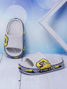 Pantofole da casa leggere e morbide con decorazione di escavatore, antiscivolo e comode, adatte per l'estate, per ragazzi