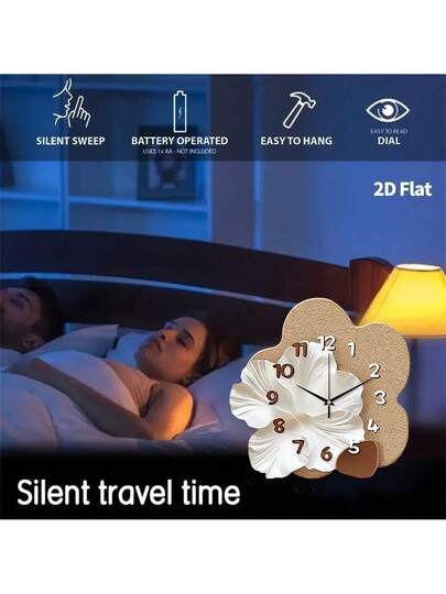 1pc Verlichting Luxe High End Feel, Bloemen Wand Clock, Super Silent Quartz Movement, No Ticking, ating Clocks In Living Rooms,Bedroom Room, Offices, Restaurant, Cafes, Perfect ative Friends Family Home Room view 6