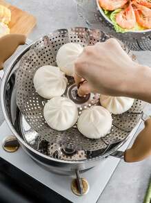 1pc Stainless Steel Foldable Steamer Rack - Silver - View 1