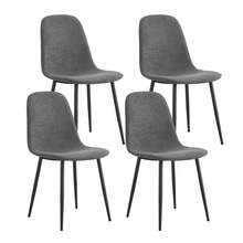 MUUOKY Modern Dining Room Chairs Set Of 6, Linen-Cotton Dining Chair Set - Six Pieces In Dark Gray For Dining Room Kitchen Living Room, Office, Apt, Kitchen Table, Easy To Clean, Easy To Assembly, Home Decor - Màu xám đen - Xem 8