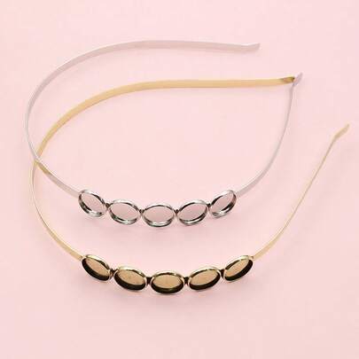 2pcs 12mm Inner Size With 5-Cabochons Blank Base Hairpin Hair Band Hairband Brass DIY Jewelry Making Accessories Findings