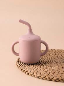 PopLittleOne 1入組矽膠嬰兒水杯，兩個手柄的學習杯可供嬰兒餵食，可攜式嬰兒餐具