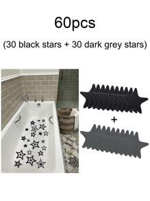 30pcs Star Pattern Anti-Slip Shower Stall Mat, Modern Black Star Print Anti-Slip Shower Tread Sticker For Bathroom Home Bathroom Decor Fall Decor Back To School - Black - View 15