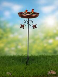 1PC Metal Bird Bath Stand And Feeder, With Column, Leaf, Sunflower Design, For Outdoor Garden, Courtyard And Lawn Decoration, With Five Strong Gripping Diameter - Outdoor Garden Water Feature Outdoor Decoration Garden Decoration Home Decor, Family Metal Wall Art Decor, Gift Preferred. - Multicolor - View 5