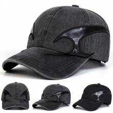 1 件男士 Boomerang 皮革贴片棒球帽，街头时尚休闲帽，适合春季、秋季、旅行、海滩