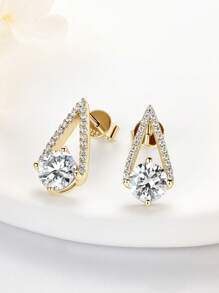 XUJIA 1 pereche cercei moissanite pentru femei cercei din argint 925 culoare D 6,5 mm și 1 mm rotund moissanite cercei stud pentru femei bijuterii aniversare cadouri pentru ea