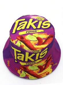 卡通食物印花双面渔夫帽，男女通用户外休闲轻便渔夫帽 - A - 查看 7