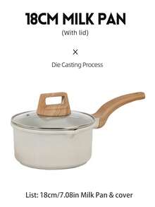 7pcs Cookware Set, Beige, Non-Stick Pots And Pans With Wooden Grain Handles, Cooking Set For Gas & Induction Cooktop, Including Frying Pan And Casserole, Oven Friendly, Stackable Set - Beige - View 13