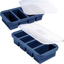 1 Cup Silicone Freezer Tray With Lids, Perfect For Storing Broth, Leftovers, Rice, Sauce And More, Silicone Soup Freezer Molds For Meal Prepping - Blueberry - 2-Pack,9830917 - 藍色 - 查看 1