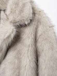 冬季外套女仿皮草大衣女秋冬毛绒蓬松女式夹克保暖新款外套红灰色长袖毛茸茸皮草大衣