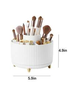 360 Degree Rotating Makeup Organizer Box, Large Capacity Desktop Skincare Products Storage Rack For Home, Kitchen, Bathroom, Vanity, Divided Compartments For Pencils, Eyeshadow, Lipsticks, Pens, Office Supplies, Back To School, Dorm