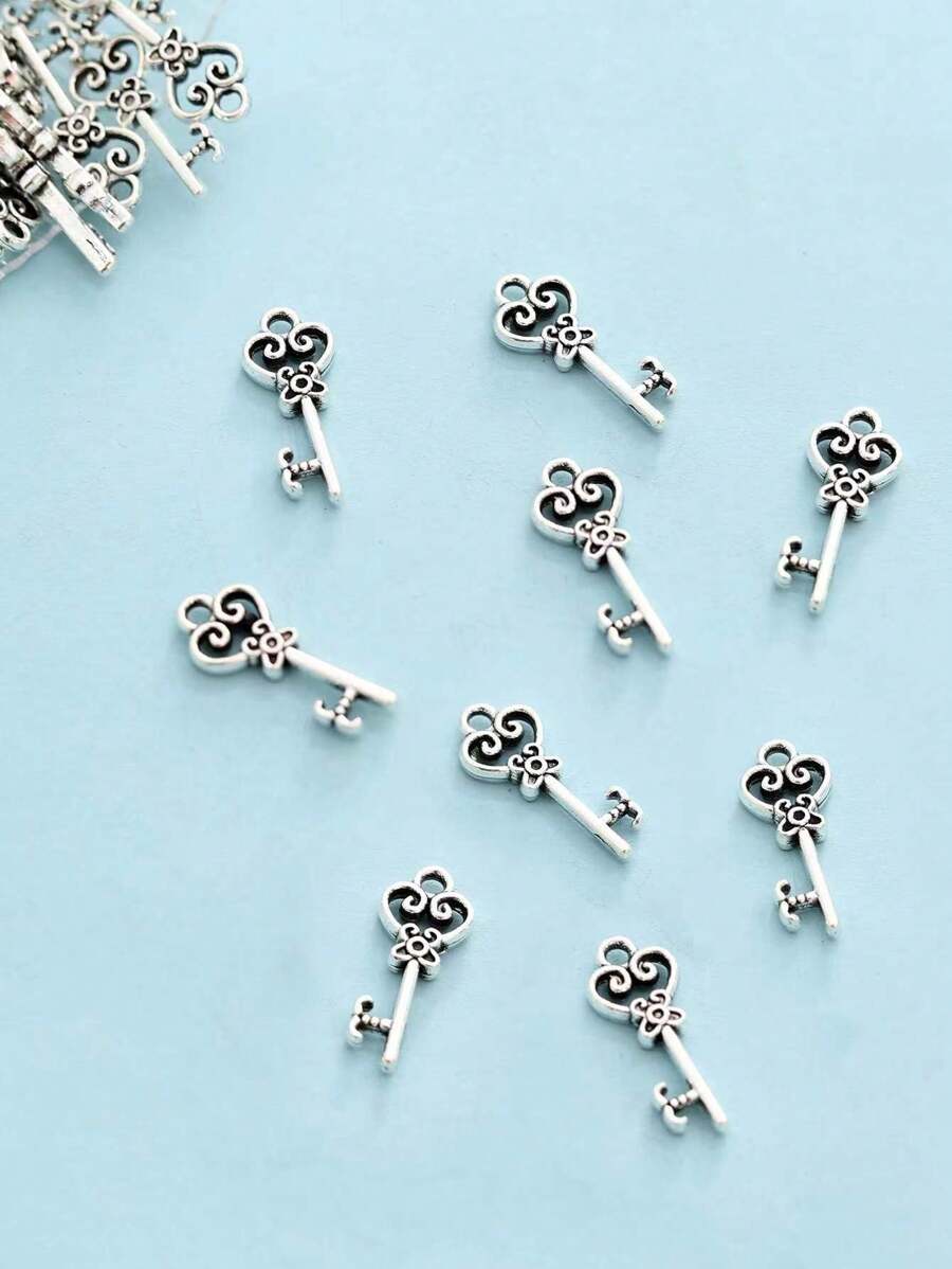 30pcs Heart Hollow Design Fashion Cute DIY Pendant - Silver - View 1