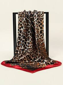 波西米亚风 1 件 90 厘米女士豹纹印花方形围巾，休闲防晒头巾和颈巾，适合夜间裹胸、睡觉和日常佩戴，可作为方形围巾、头巾、头巾或头巾上衣佩戴