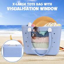 Beach Bag, Waterproof Beach Tote, Rubber XL Tote Bag, Washable And Durable Open Handbag For Boat Pool Sports - 黃色 - 查看 7