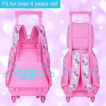 3pcs/Set Girls Rolling Backpack, Children Rolling Backpack With Lunch Bag - Trolley Backpack - View 5